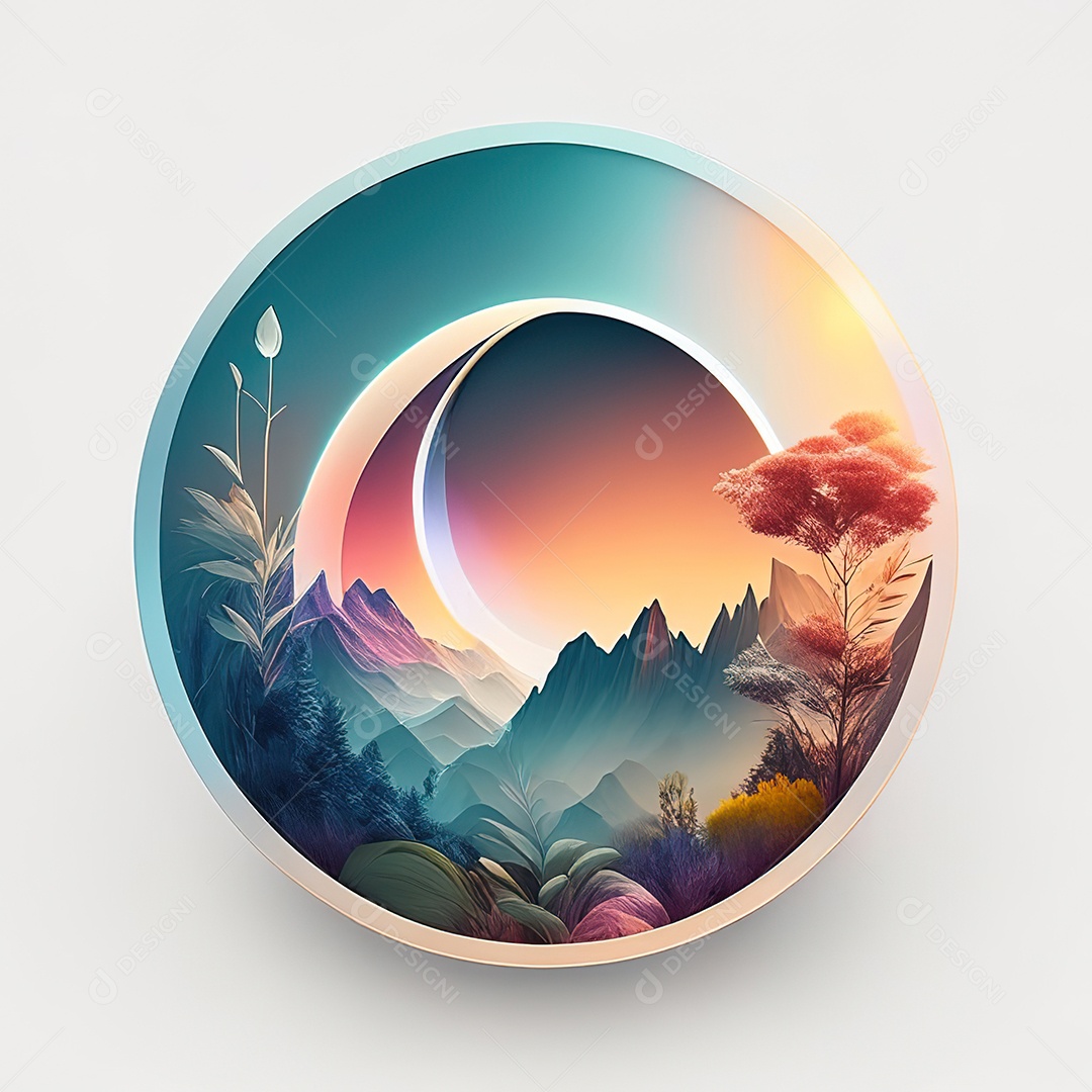 Logotipo redondo natureza futurista atlas cor suave