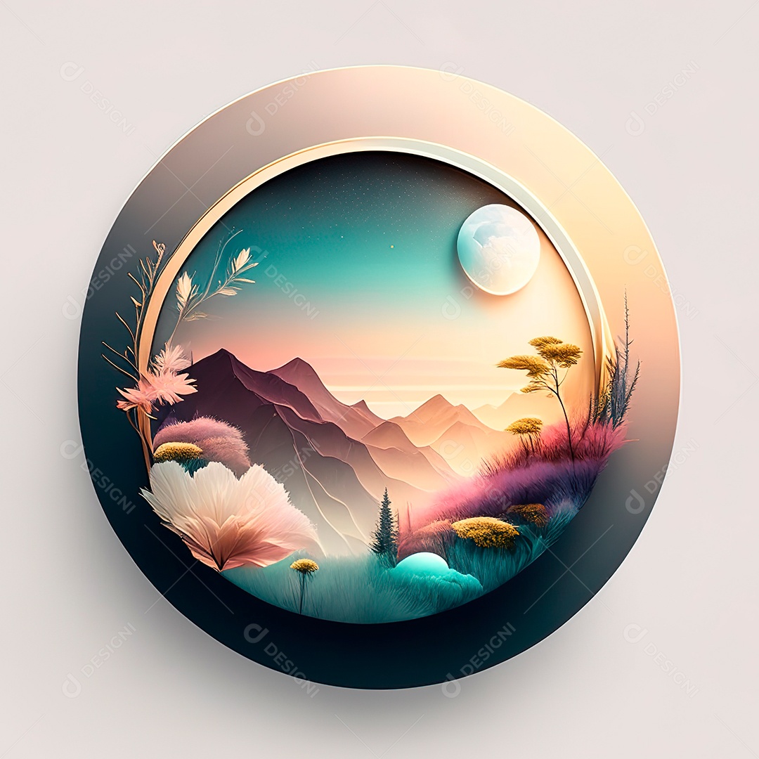 Logotipo redondo natureza futurista atlas cor suave