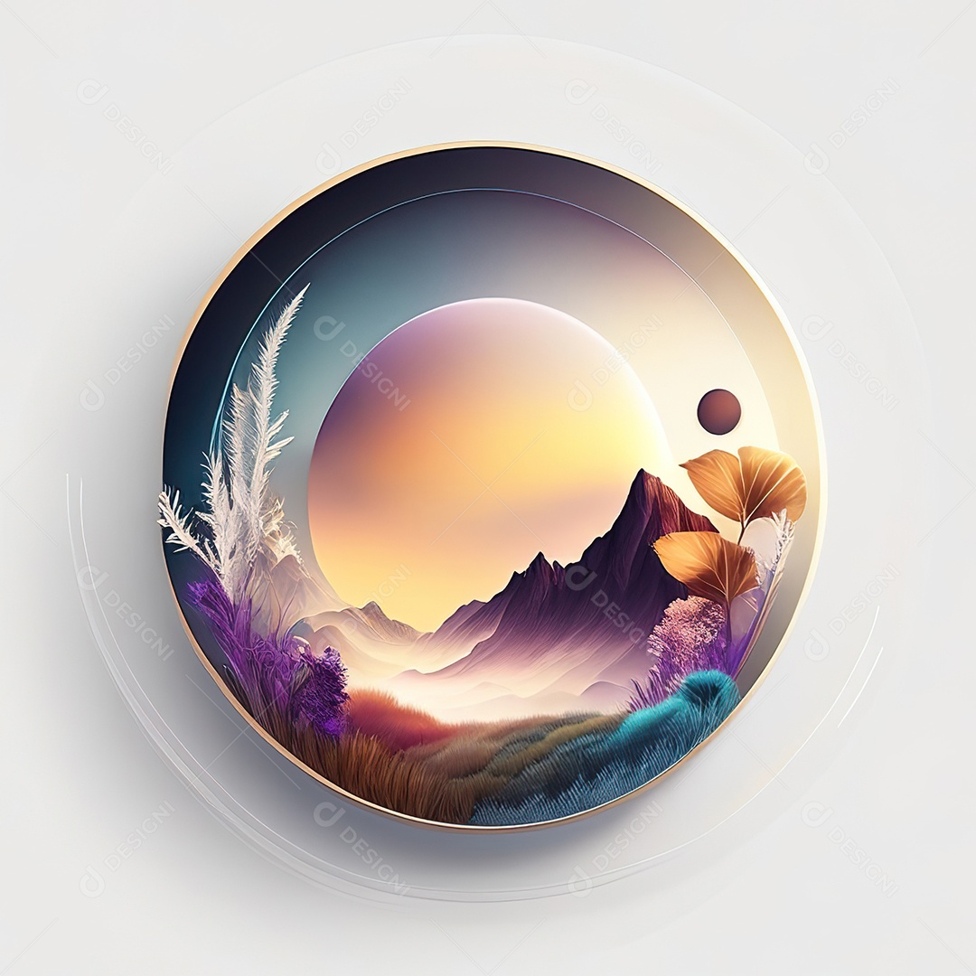 Logotipo redondo natureza futurista atlas cor suave