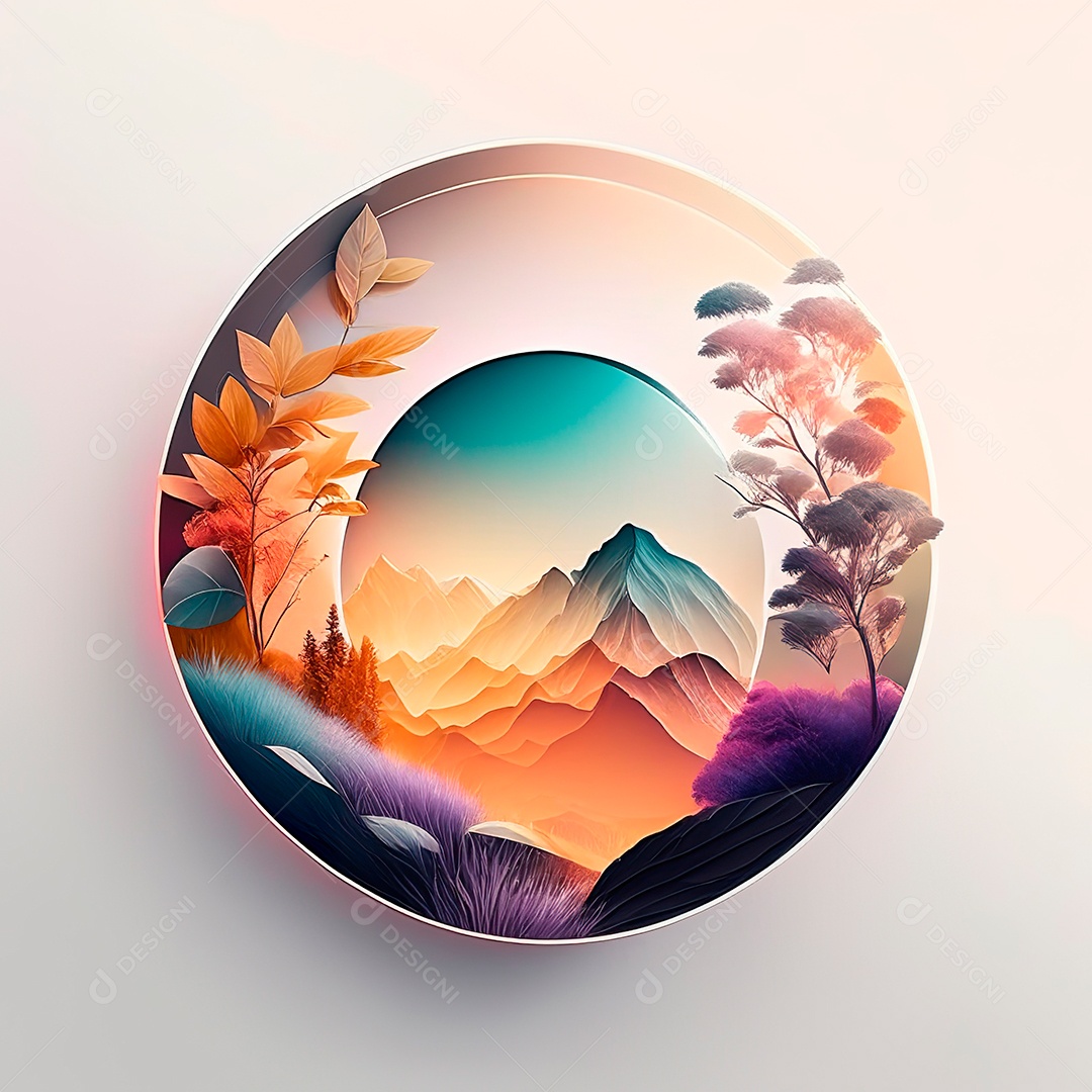Logotipo redondo natureza futurista atlas cor suave