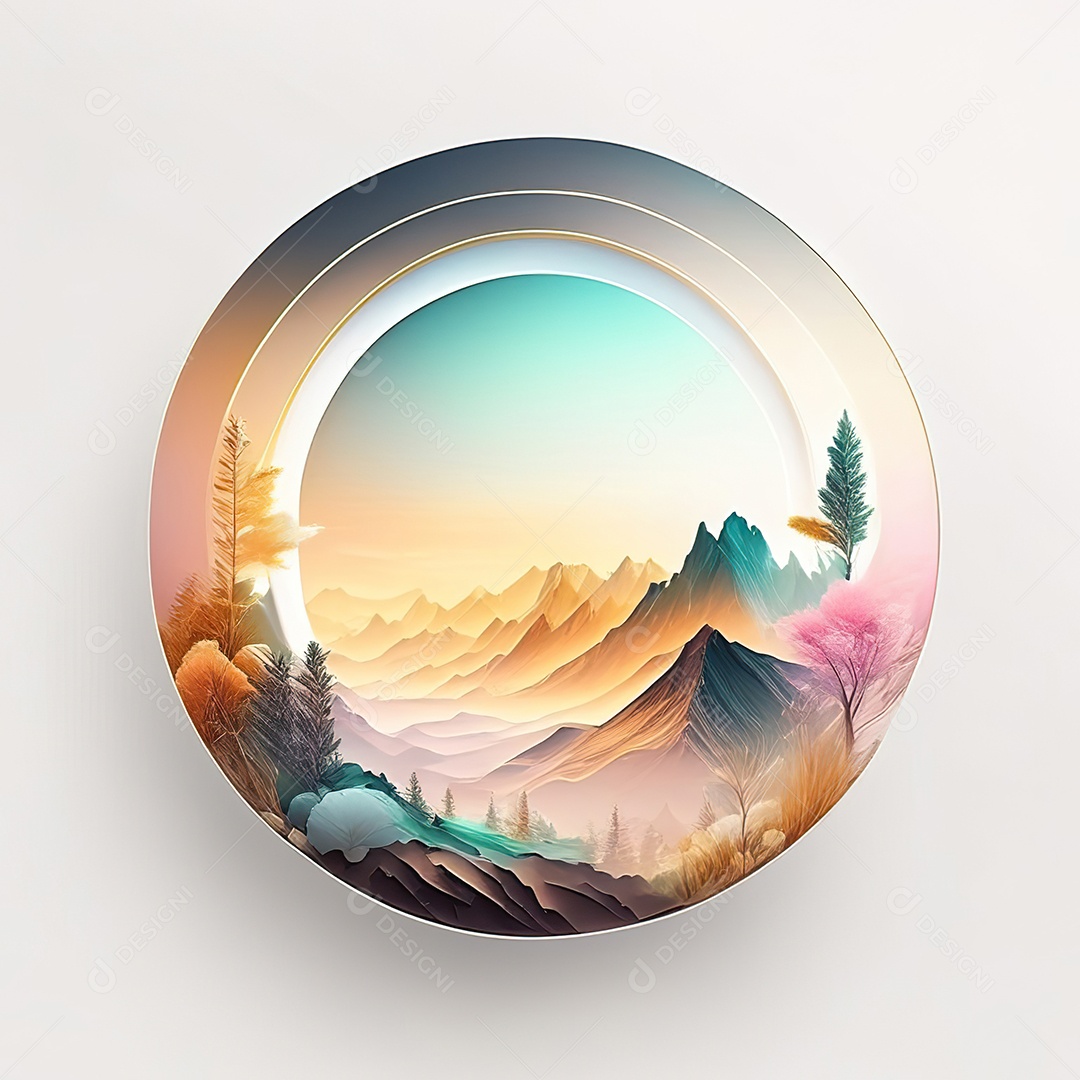 Logotipo redondo natureza futurista atlas cor suave