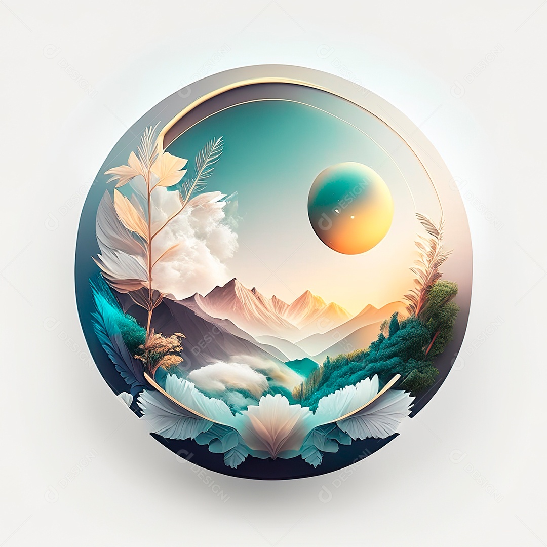 Logotipo redondo natureza futurista atlas cor suave