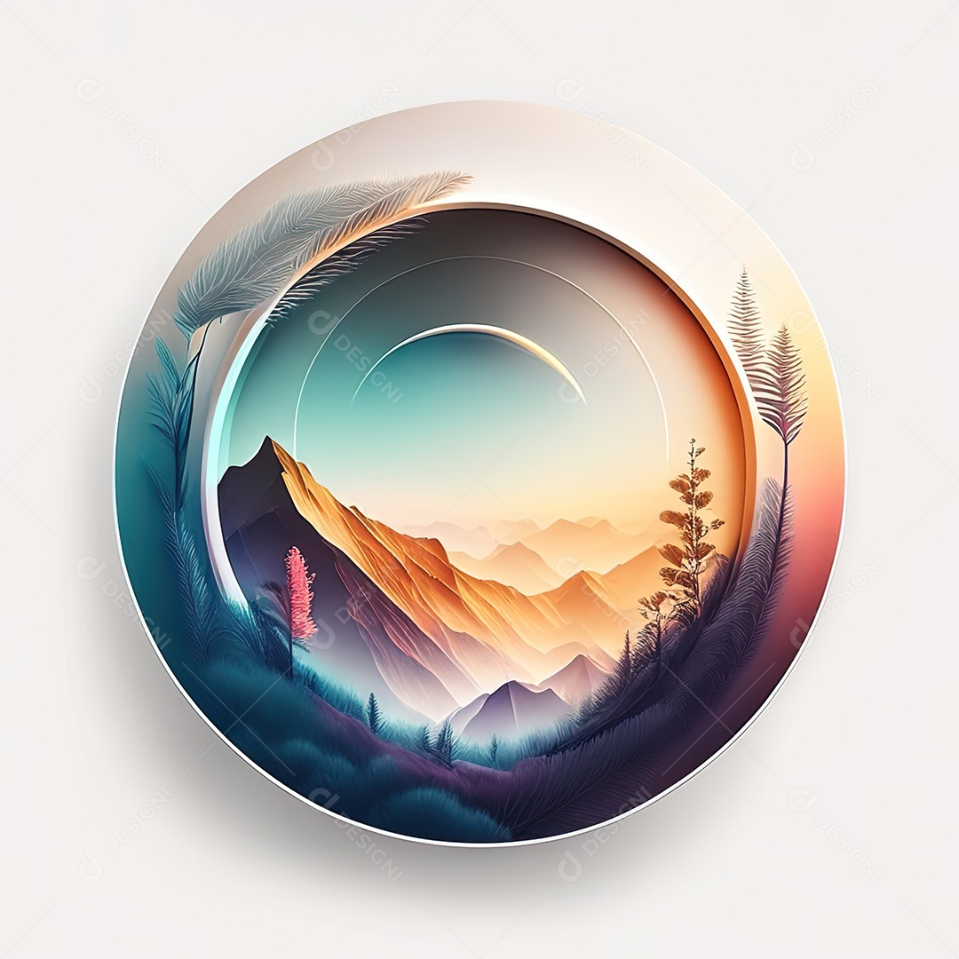 Logotipo redondo natureza futurista atlas cor suave