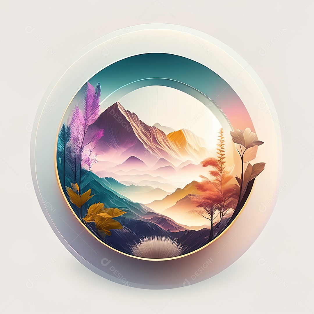 Logotipo redondo natureza futurista atlas cor suave