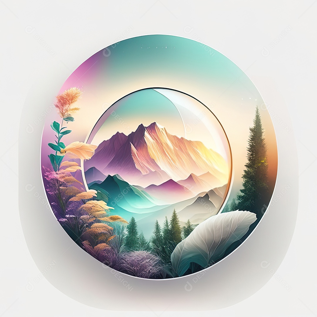 Logotipo redondo natureza futurista atlas cor suave