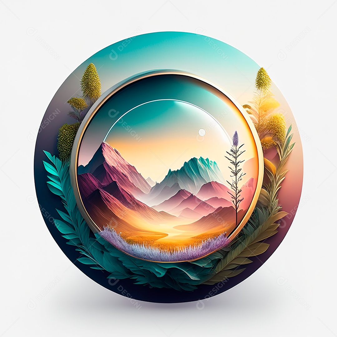 Logotipo redondo natureza futurista atlas cor suave