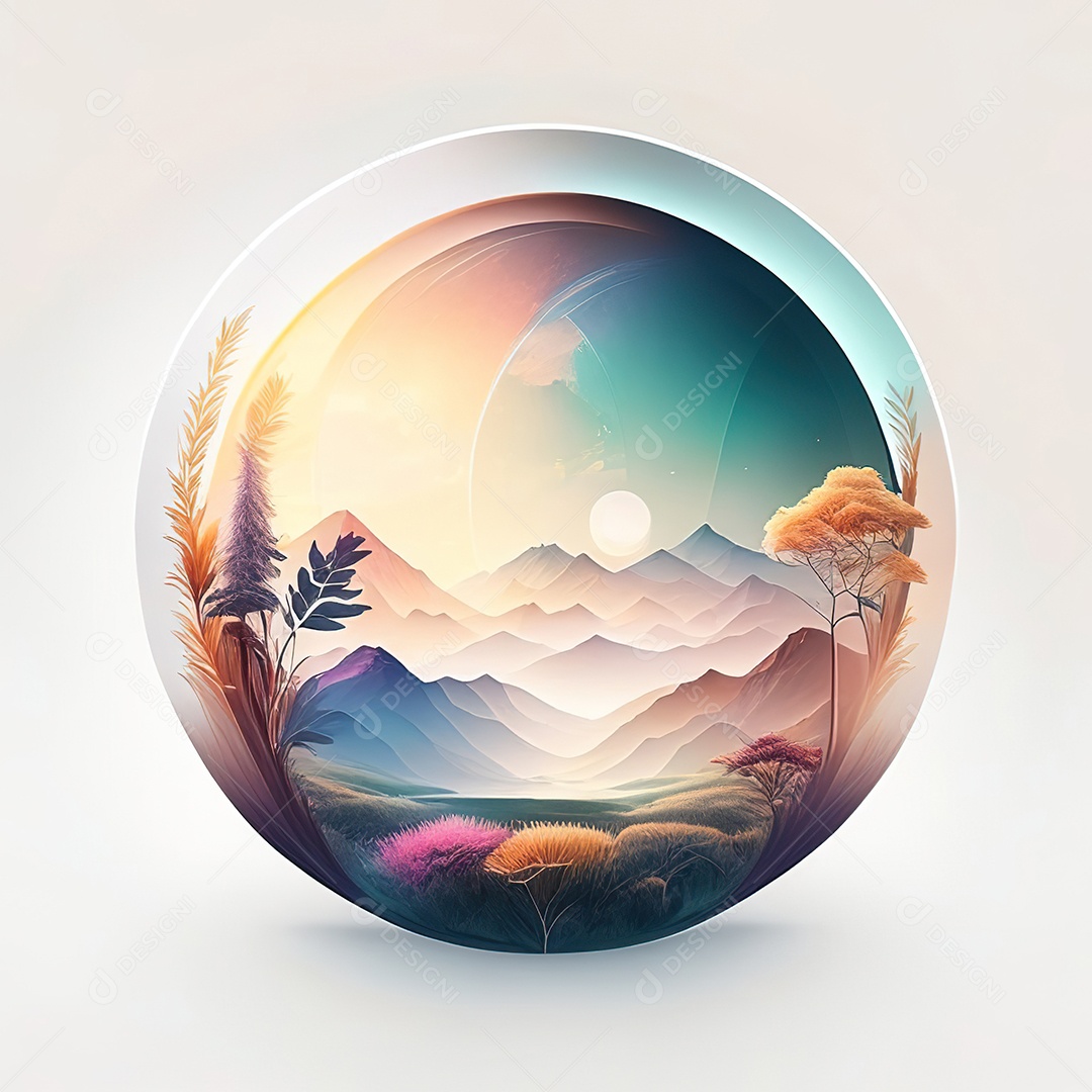 Logotipo redondo natureza futurista atlas cor suave