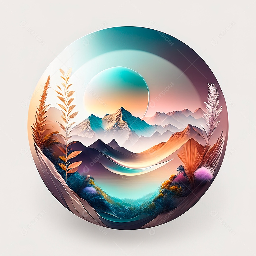 Logotipo redondo natureza futurista atlas cor suave