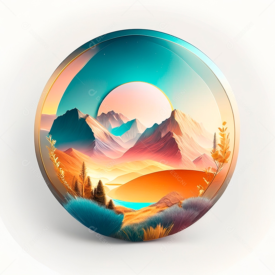 Logotipo redondo natureza futurista atlas cor suave