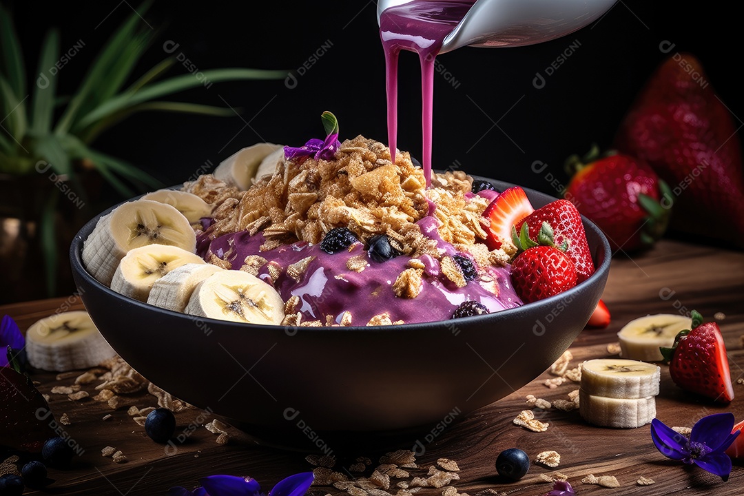 Delicioso açaí na tigela