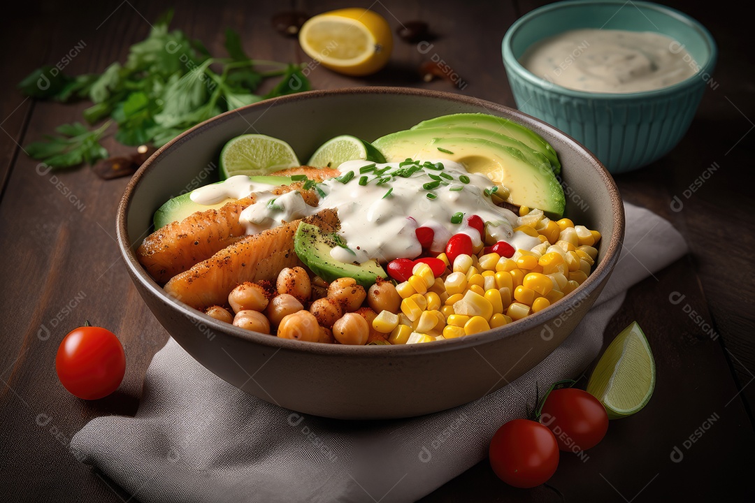 Deliciosa tigela com salada fitness