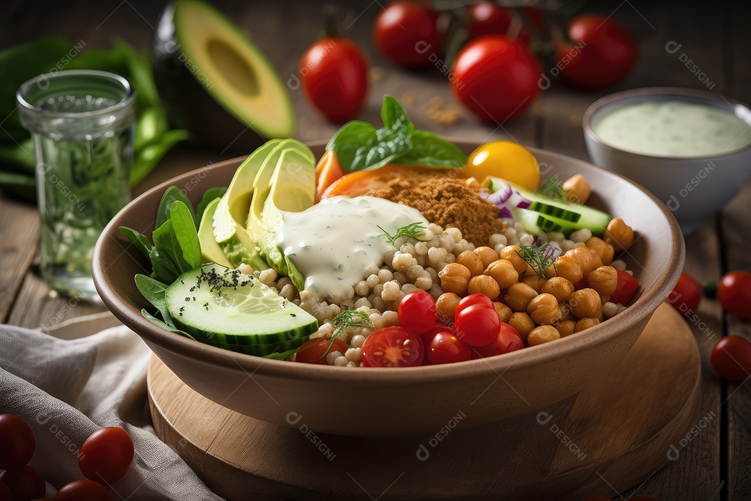 Delicioso tigela de salada fitness