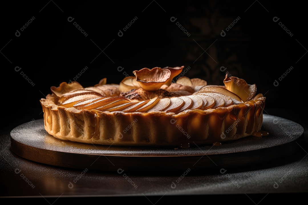 Torta de maçã caseira, apetitosa e rústica.