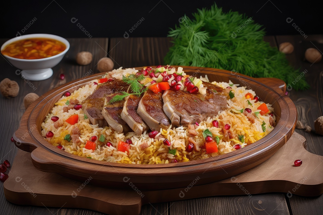 Delicioso prato de carne e legumes coloridos.