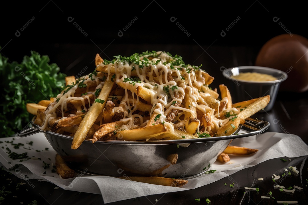 Porção deliciosa de batatas fritas crocantes e douradas.