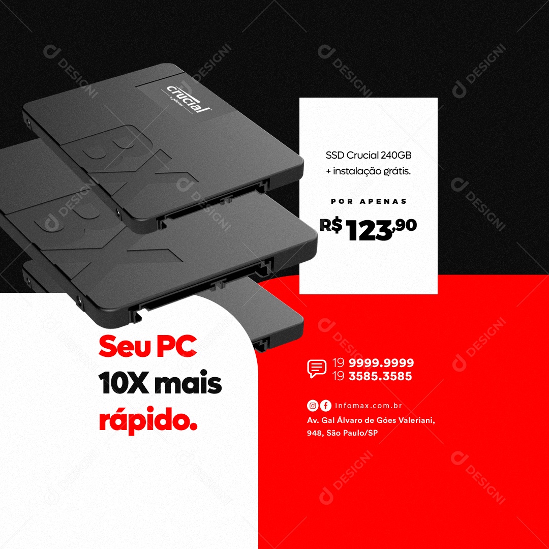 Informática Loja Gamer Seu Pc 10x Mais Rápido Social Media PSD Editável