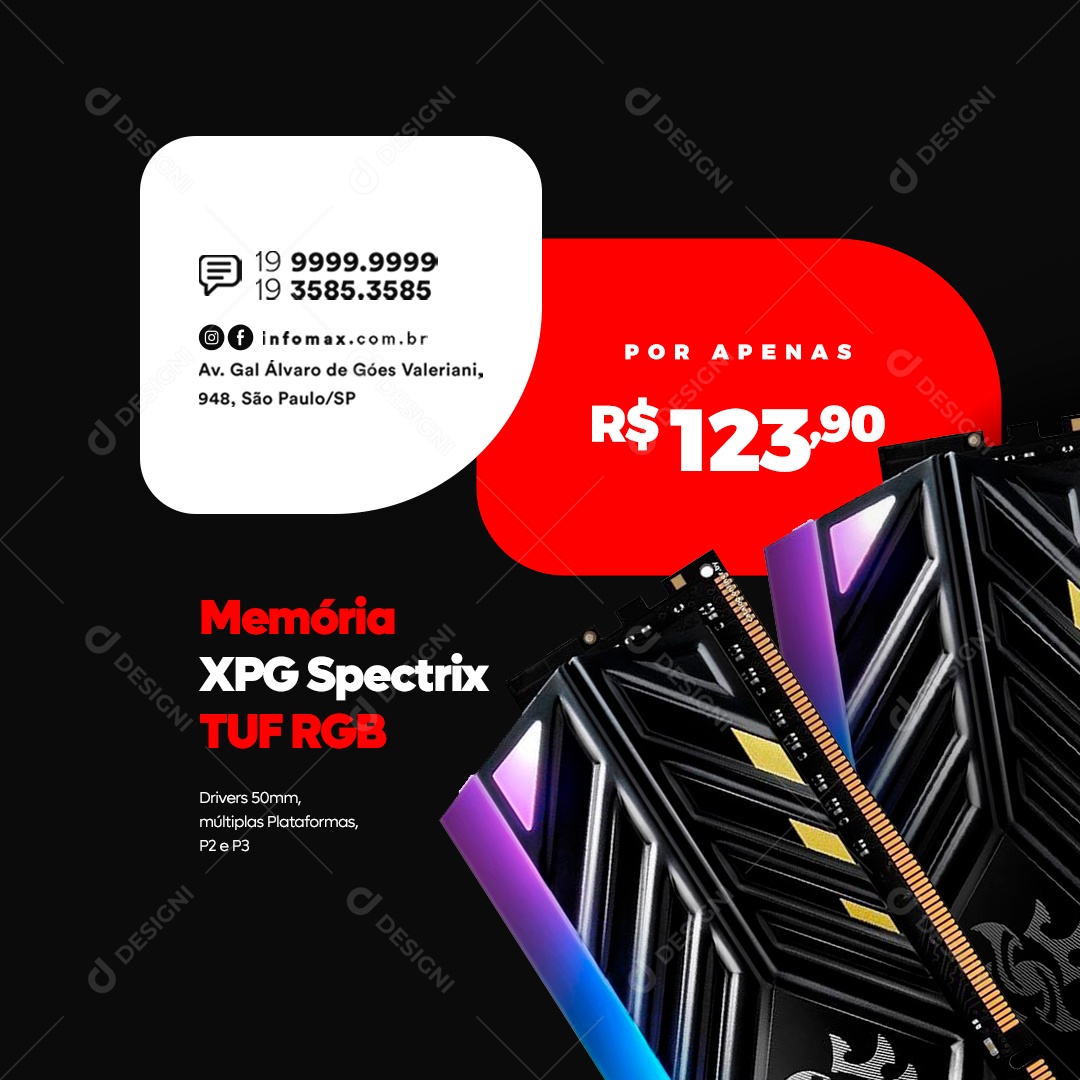 Informática Loja Gamer Memória XPG Spectrix Por Apenas 123,90 Social Media PSD Editável