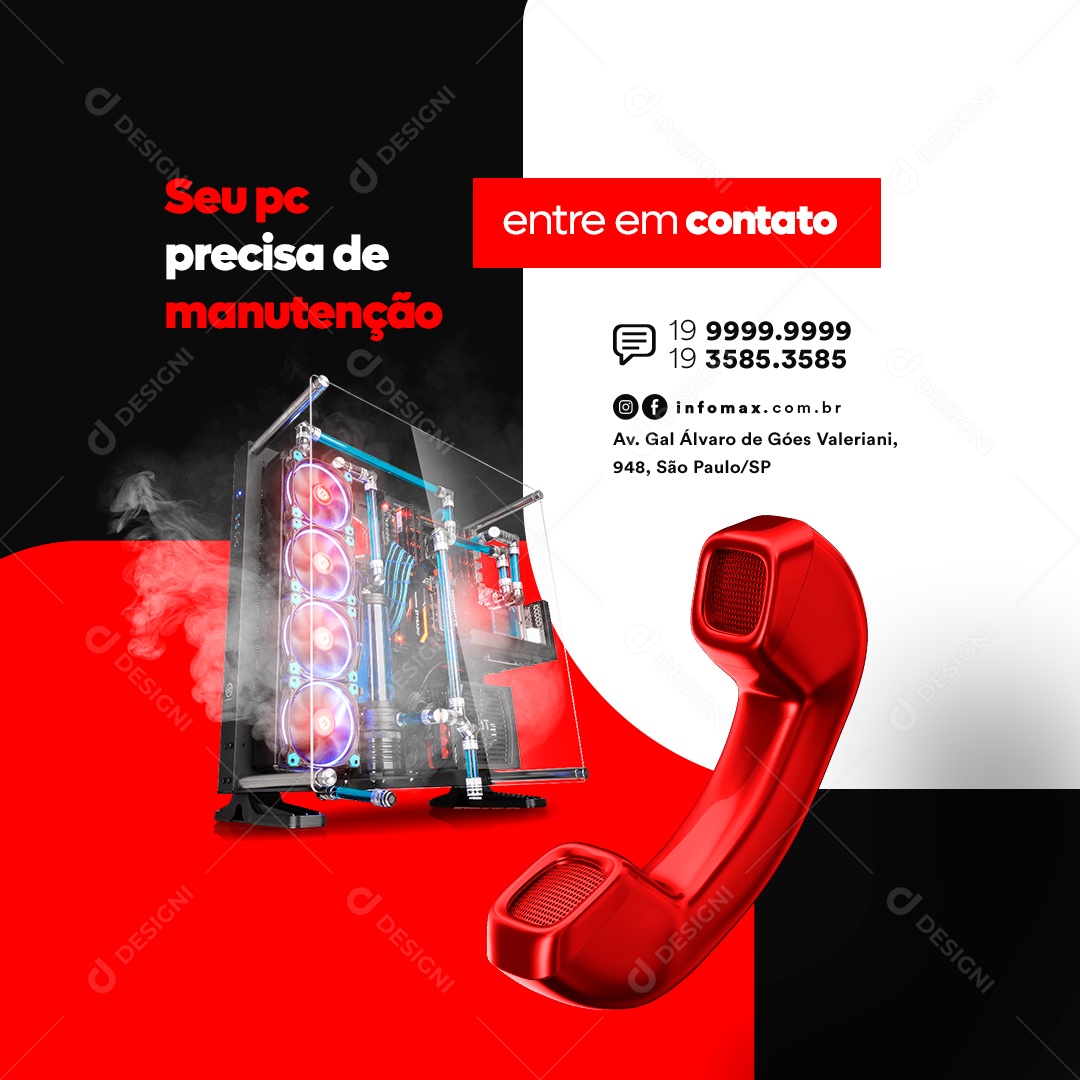 Informática Seu Pc Precisa de Manutenção Social Media PSD Editável