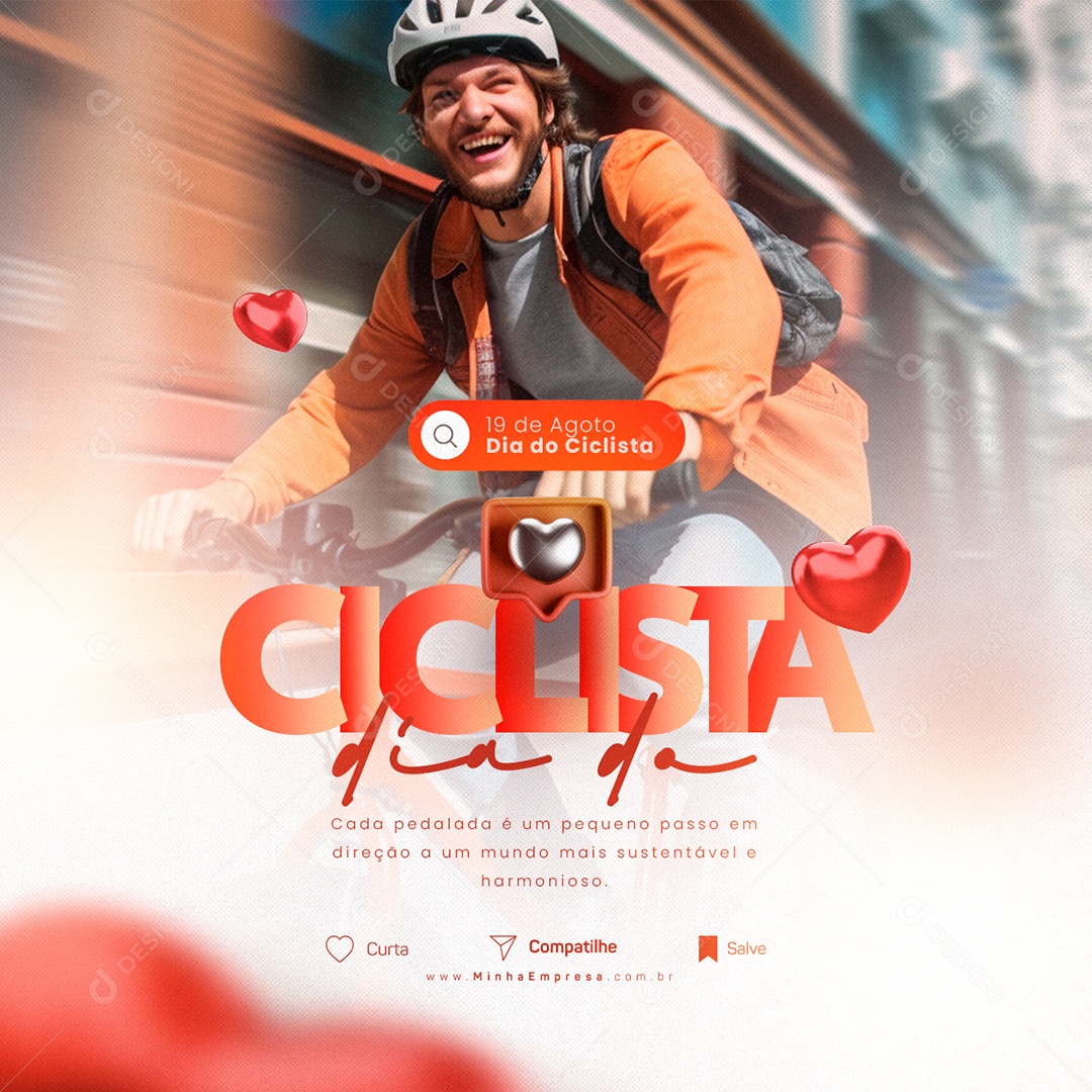 Dia do Ciclista Cada Pedalada é um Pequeno passo Social Media PSD Editável