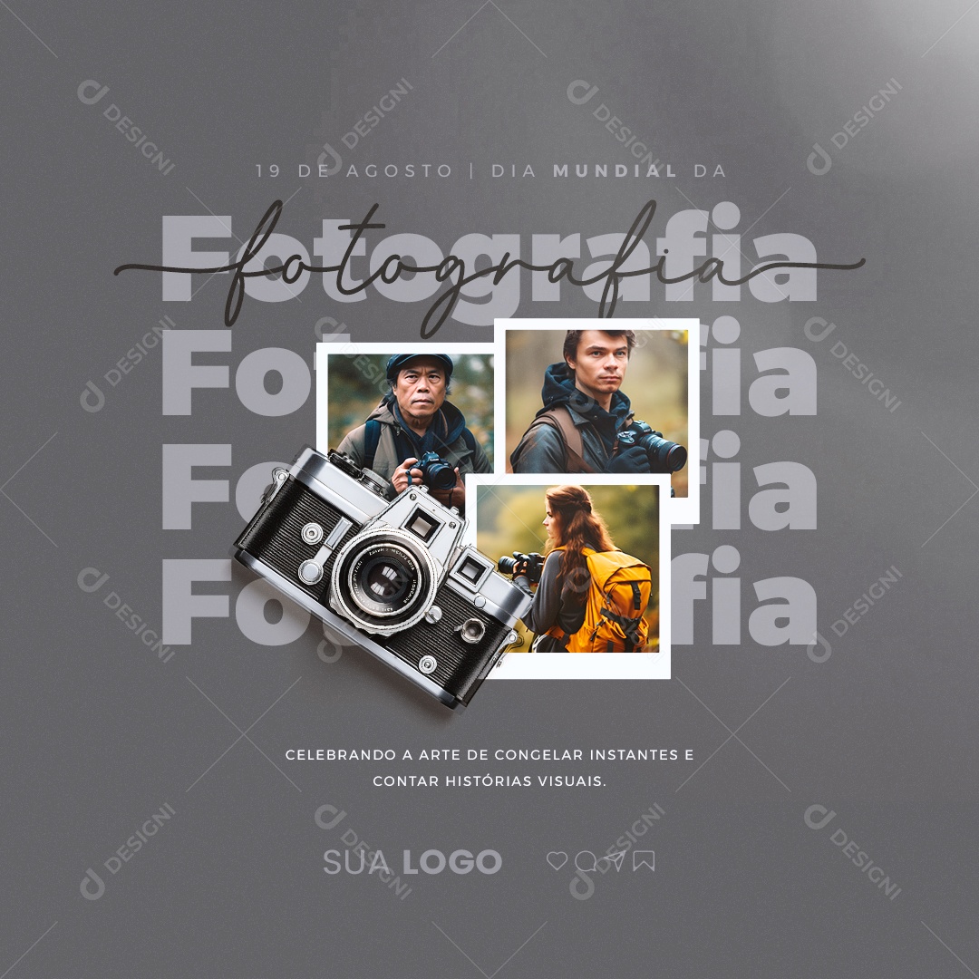 Dia Mundial da Fotografia Celebrando a Arte de Congelar Social Media PSD Editável