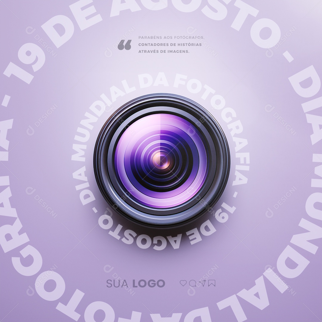 Dia Mundial da Fotografia Parabéns aos Fotógrafos Social Media PSD Editável