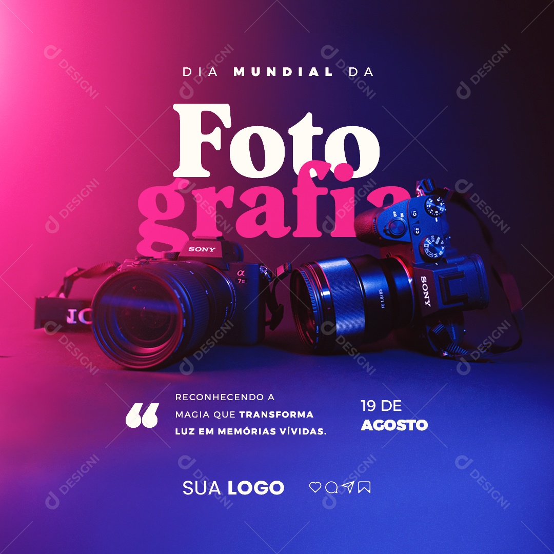 Dia Mundial da Fotografia Reconhecendo a Magia que Transforma Social Media PSD Editável