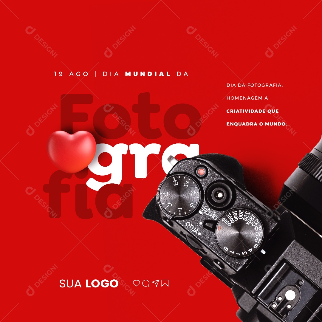 Dia Mundial da Fotografia Homenagem a Criatividade que Enquadra o Mundo Social Media PSD Editável