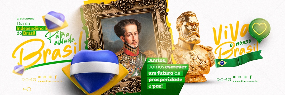 Carrossel Dia Da Independência do Brasil Juntos Vamos Escrever um Futuro Social Media PSD Editável