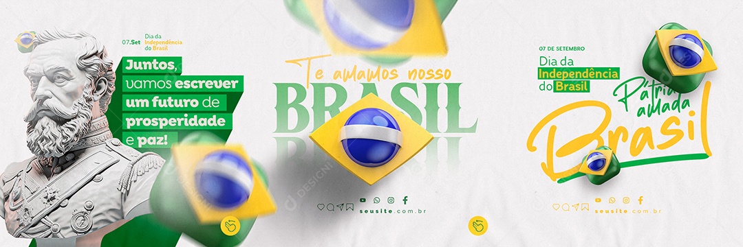 Carrossel Dia Da Independência do Brasil Te Amamos Nosso Brasil Social Media PSD Editável