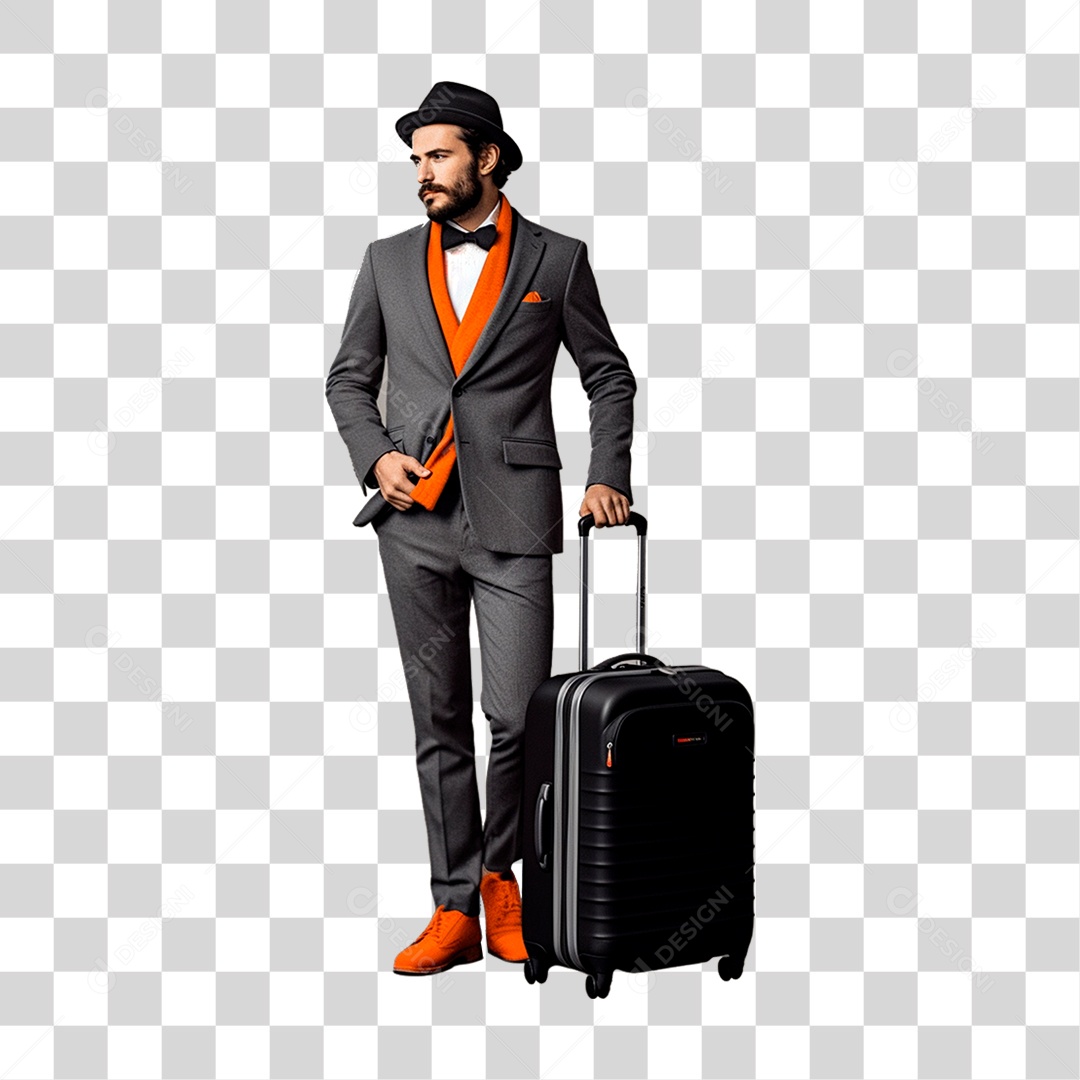 Homem com Mala de Viagem PNG Transparente