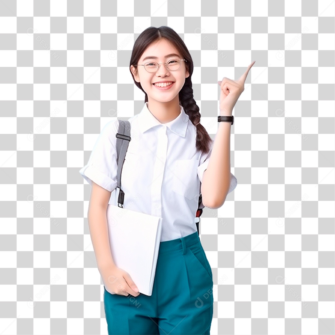 Estudante Com Mochila nas Costas PNG Transparente