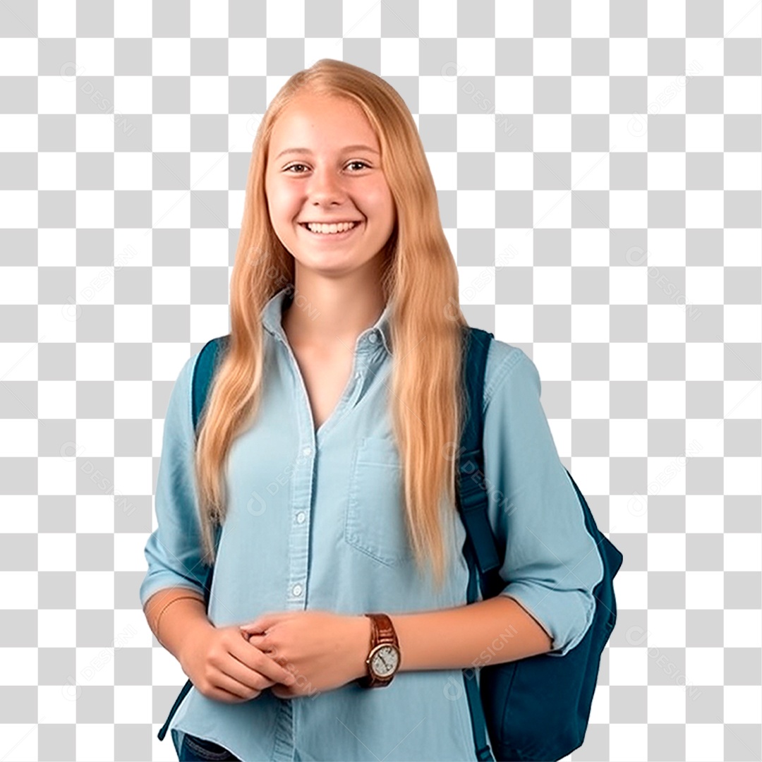 Estudante Com Mochila nas Costas PNG Transparente