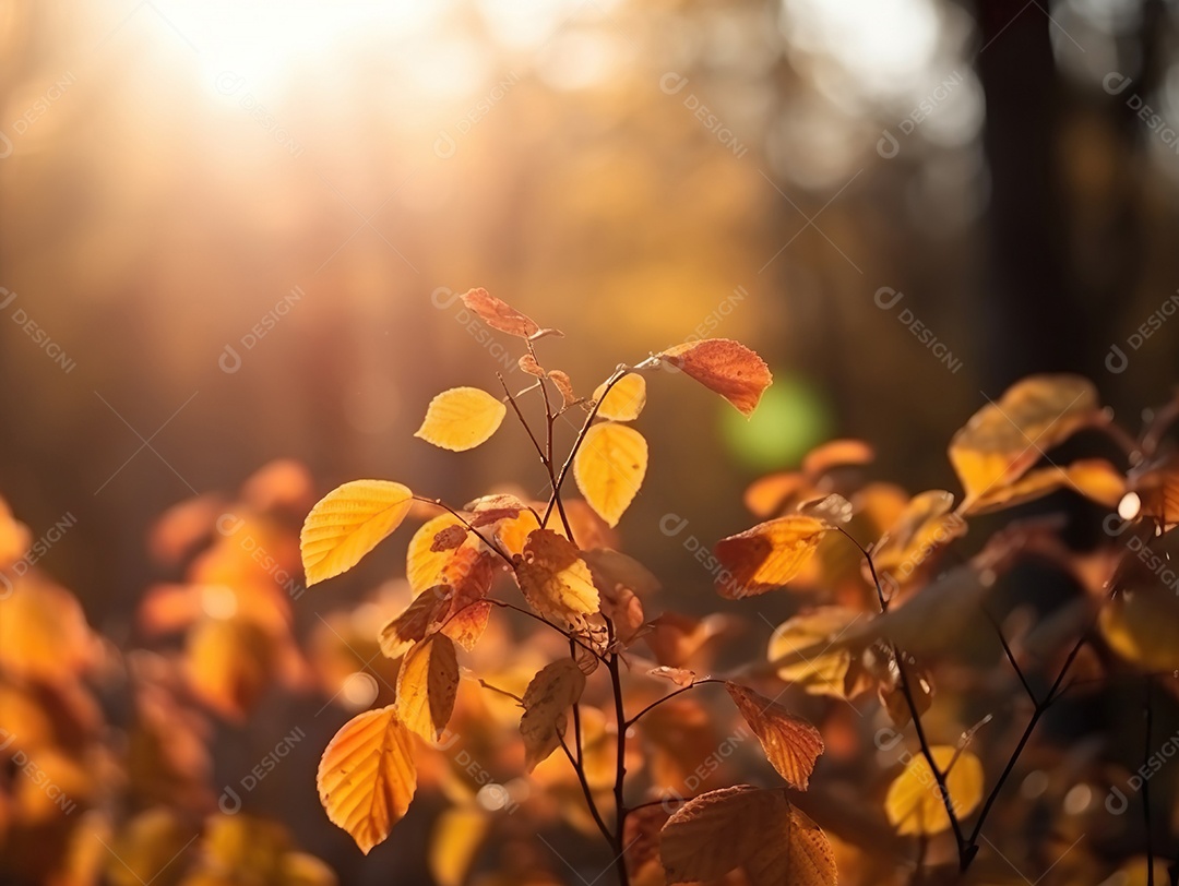 Linda paisagem de outono com folhas caindo fundo natural, folhagem colorida no parque