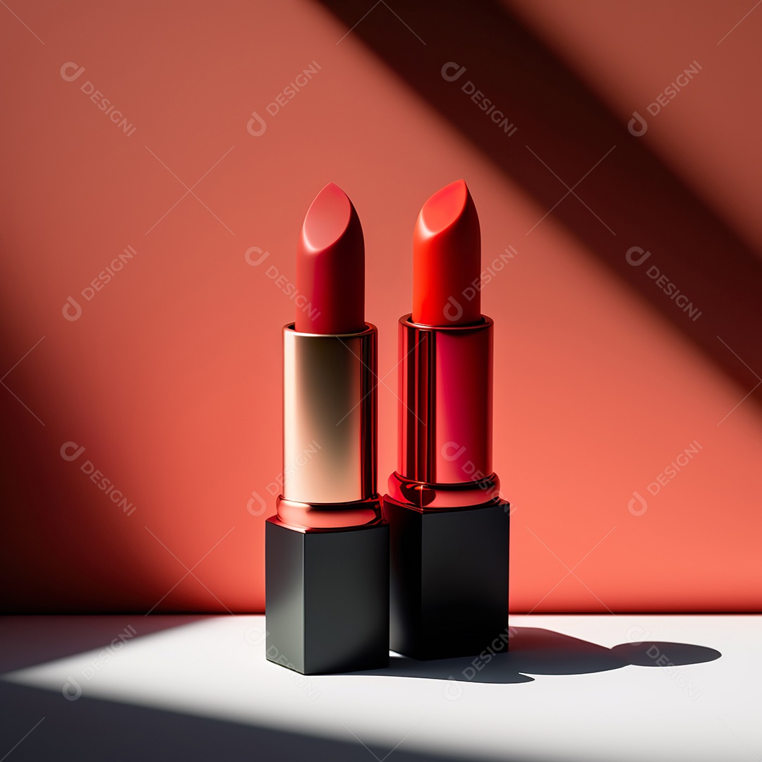 Moda lindo batom vermelho com fundo de estúdio de luz e sombra, maquiagem e cosméticos