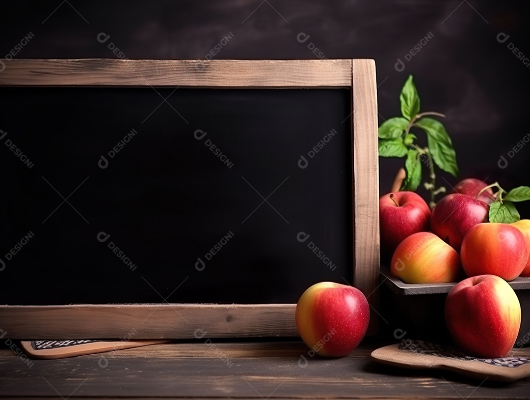 Maquete de quadro-negro em branco no fundo do mercado de agricultores orgânicos, agricultura e conceito de agricultor empresaria