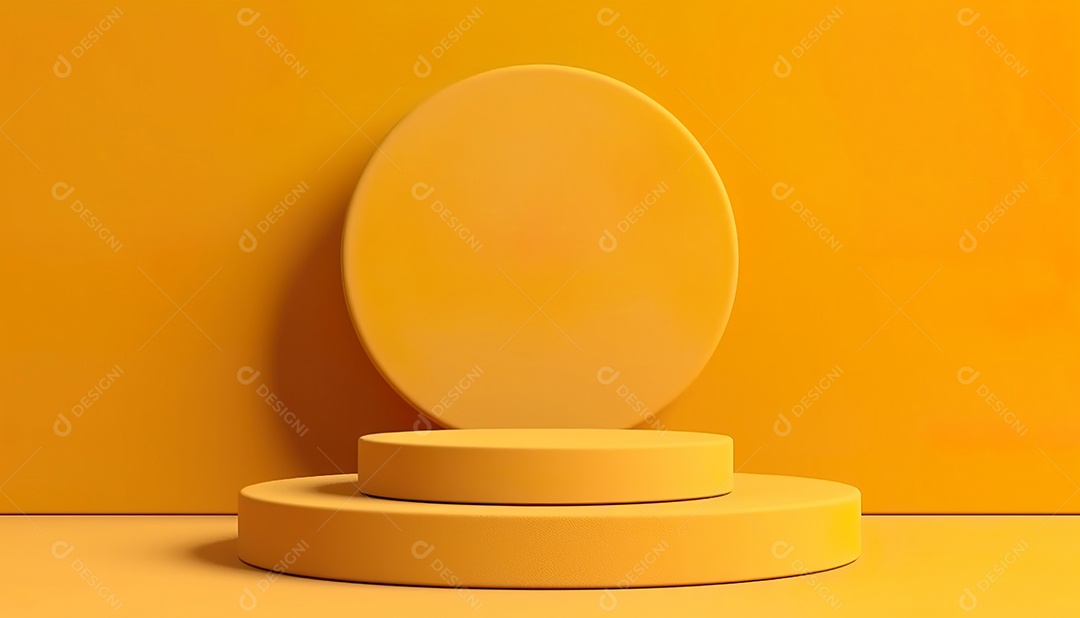 Fundo amarelo de pódio de pedestal de cilindro vazio abstrato mínimo, para maquete de apresentação de exibição de produto