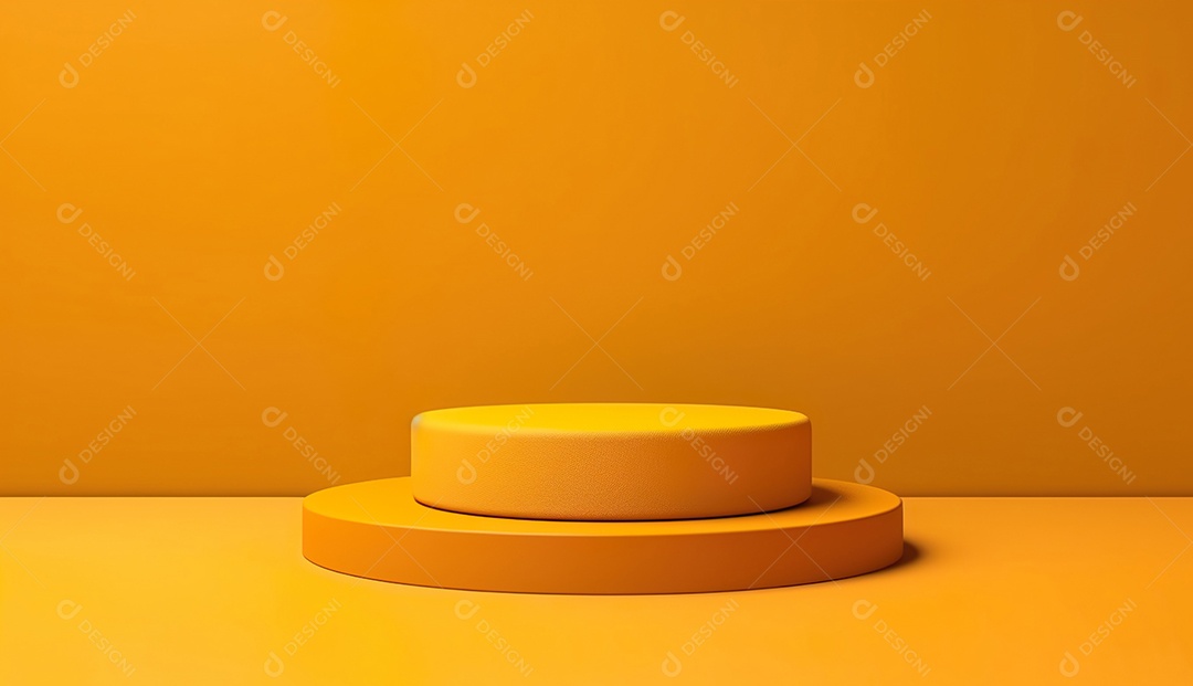Fundo amarelo de pódio de pedestal de cilindro vazio abstrato mínimo, para maquete de apresentação de exibição de produto