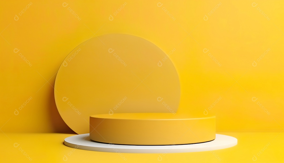 Fundo amarelo de pódio de pedestal de cilindro vazio abstrato mínimo, para maquete de apresentação de exibição de produto