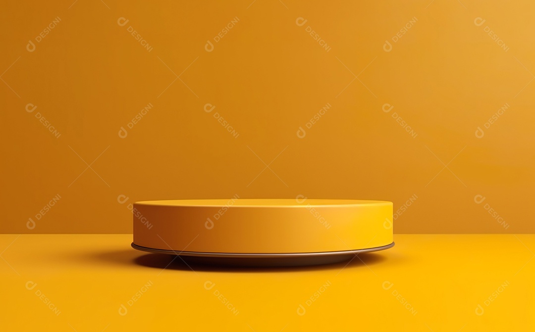 Fundo amarelo de pódio de pedestal de cilindro vazio abstrato mínimo, para maquete de apresentação de exibição de produto