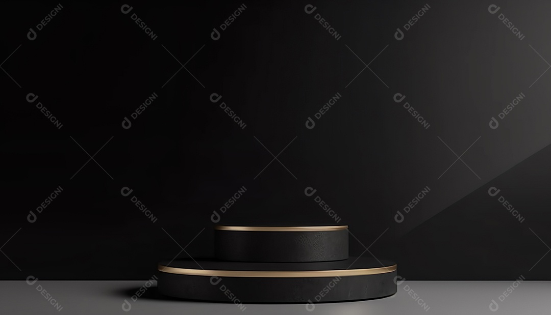 Mínimo abstrato cilindro vazio pedestal pódio fundo preto para exibição de produto apresentação maquete