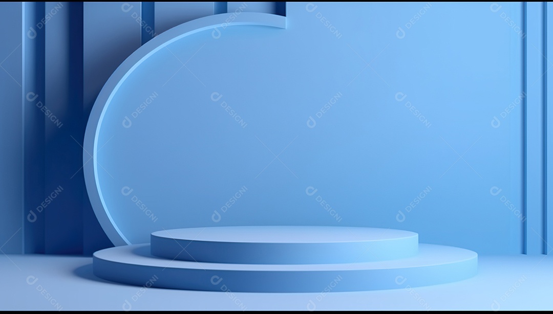 Mínimo abstrato cilindro vazio pedestal pódio fundo azul para exibição de produto apresentação maquete