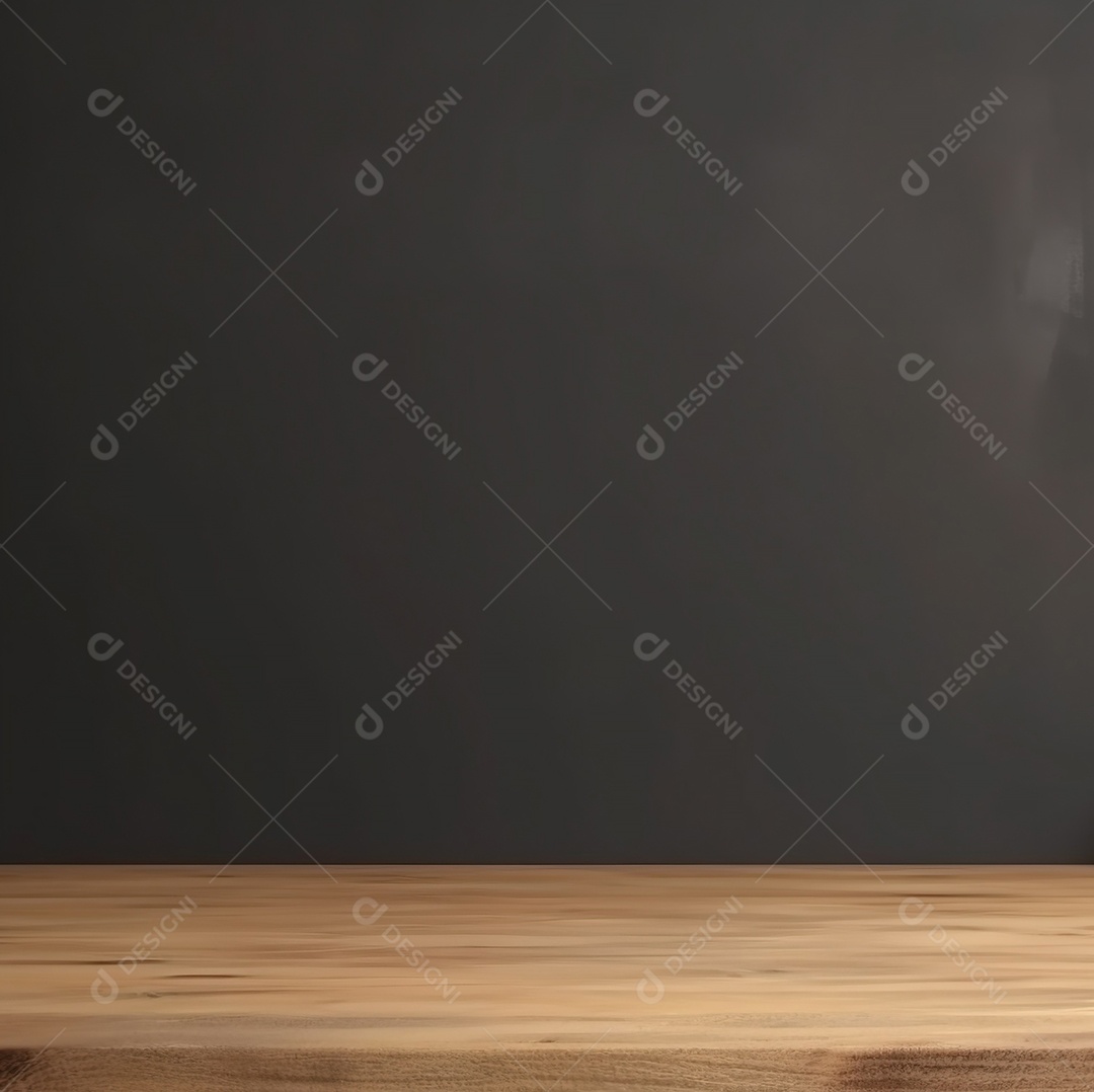 Mesa de madeira em branco sobre fundo de parede de quadro preto, maquete e exibição para apresentação em cozinha e restaurante