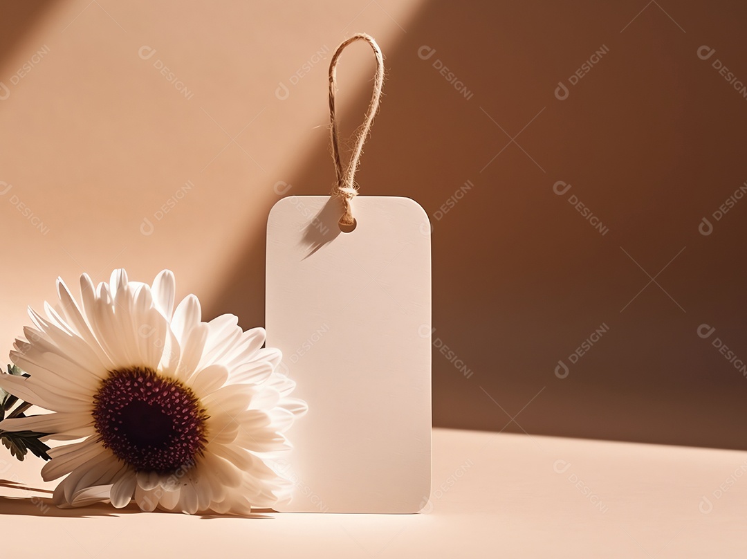 Maquete vazia em branco da etiqueta na planta verde para marcar uma loja orgânica natural