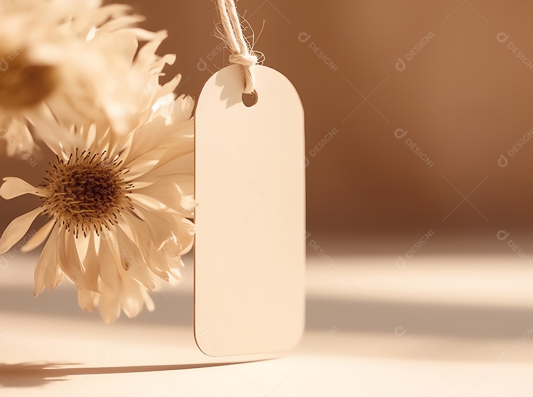 Maquete vazia em branco da etiqueta na planta verde para marcar uma loja orgânica natural