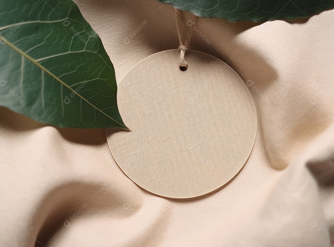 Maquete vazia de etiqueta circular para loja orgânica de marca, conceito ecológico mínimo