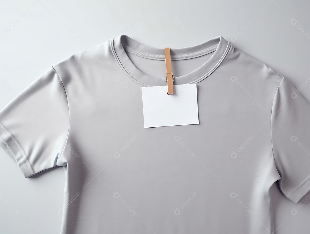 Camiseta em branco com etiqueta vazia simulada para fundo de design, modelo de roupas