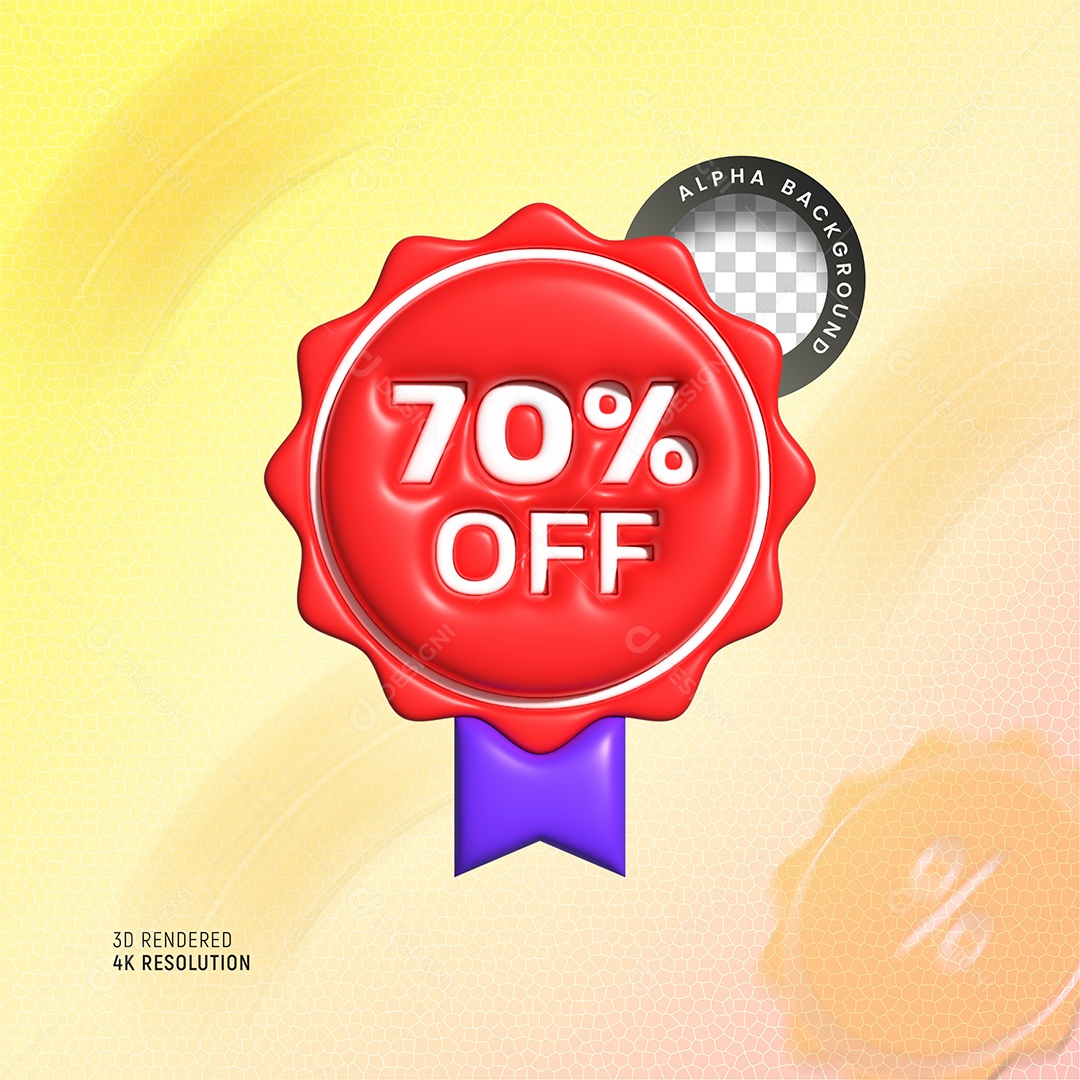 Etiqueta De Desconto 70% Off Elemento 3D Para Composição PSD