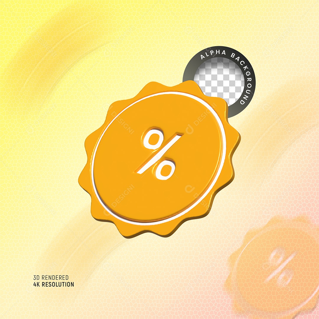 Etiqueta De Desconto % Elemento 3D Dourado Para Composição PSD