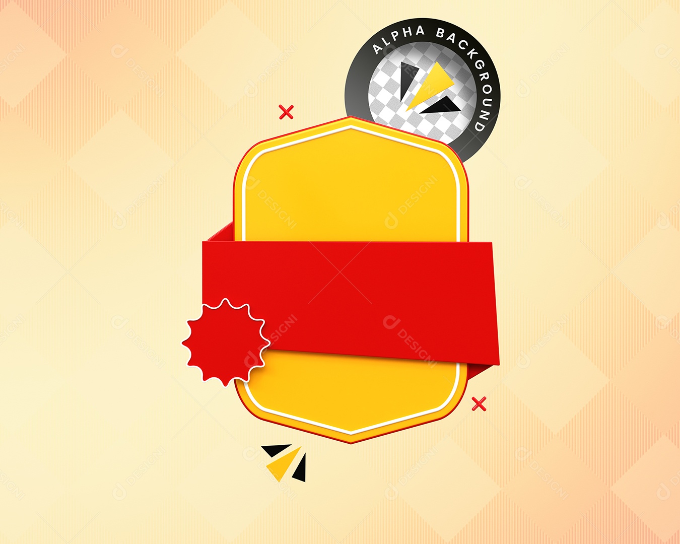 Painel Elemento 3D Vermelho Composição PSD