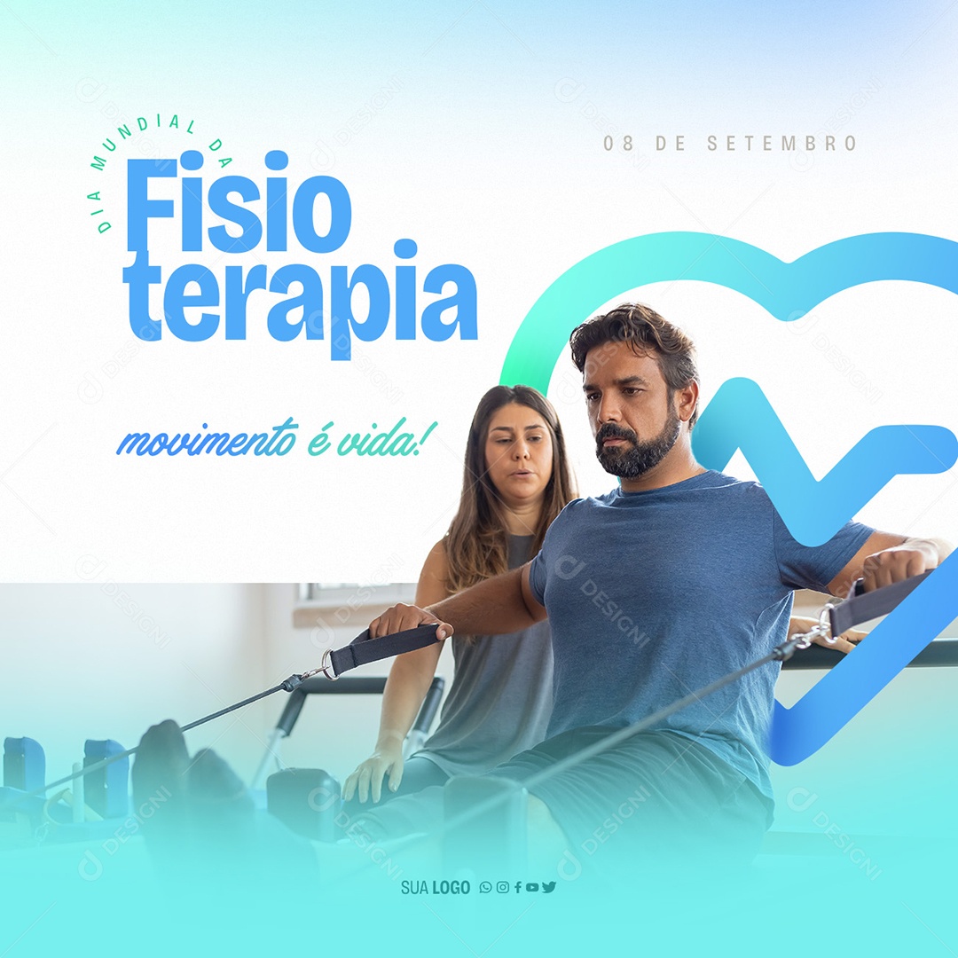 Dia Mundial Da Fisioterapia Movimento é Vida Social Media PSD Editável